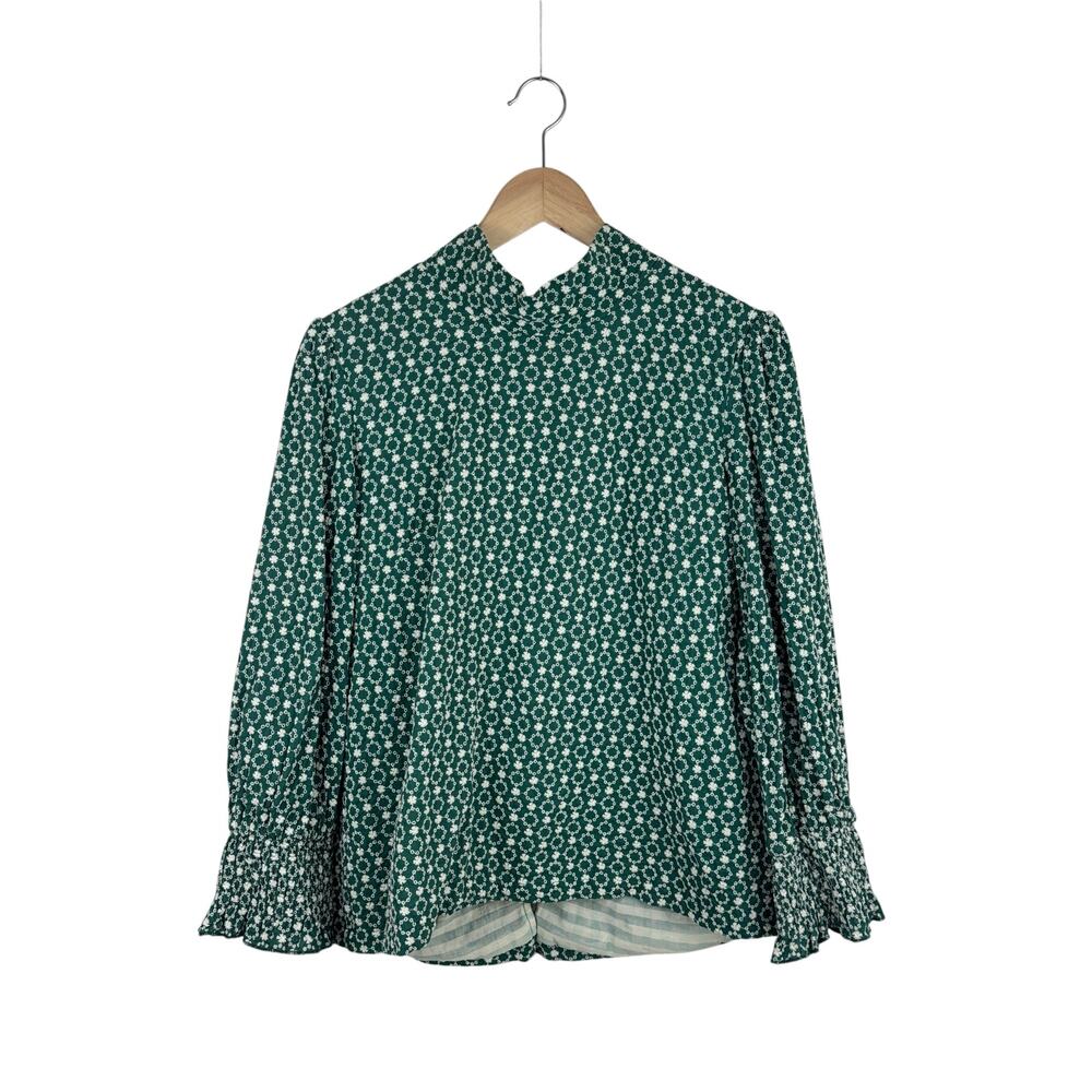 Buru Embroidered Button-Back Mod Top